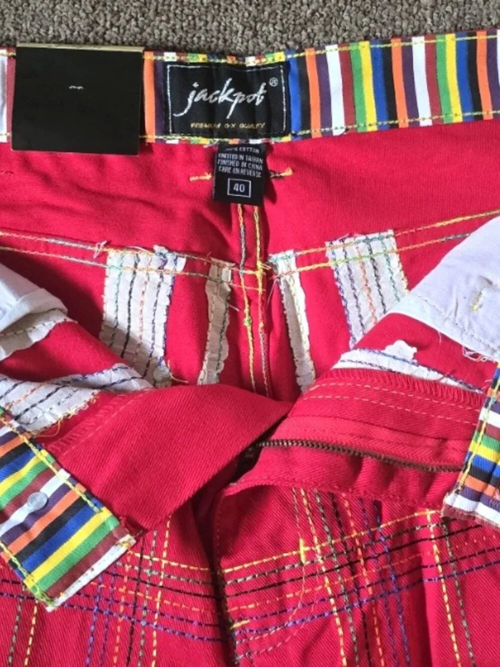 Vintage OX Jackpot Red Denim Size 40 Shorts Grunge Skater Y2K Street Urban NEW!!
